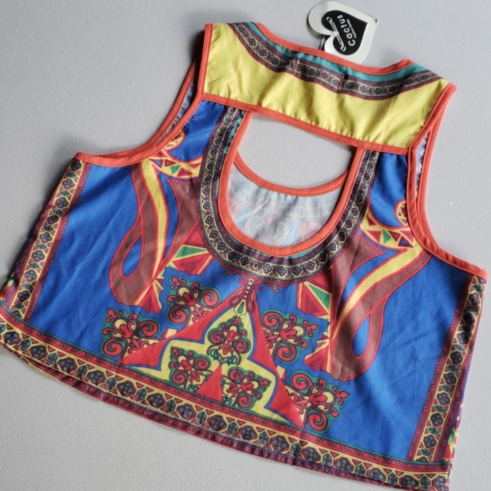 CACTUS ☆ Sleeveless Colorful Top, Small Open Back - Picture 3 of 7